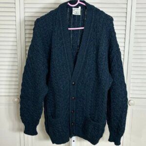 Vintage Cladyknit Irish Heritage Pure Wool Button Up Aran CardiganSweater XL
